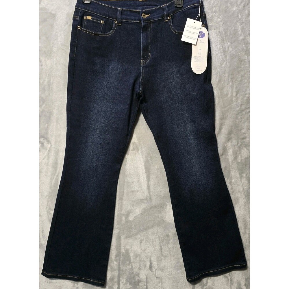 NWT Diane Gilman DG2 Jeans 14P Blue Dark Grunge Cowgirl Casual Preppy Bootcut